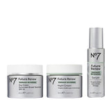 No7 Future Renew Damage Reversal Skincare Set - Anti Aging Face Serum (.33 Fl Oz), Day Cream with SPF 25 (1.69 Fl Oz) & Night Cream (1.69 Fl Oz) - Reverses Visible Signs of Sun Damage - 3-Piece Set