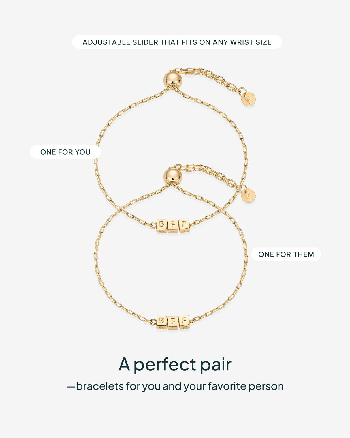 PAVOI Adjustable Bracelet Set, 14K Gold Plated, Yellow Gold