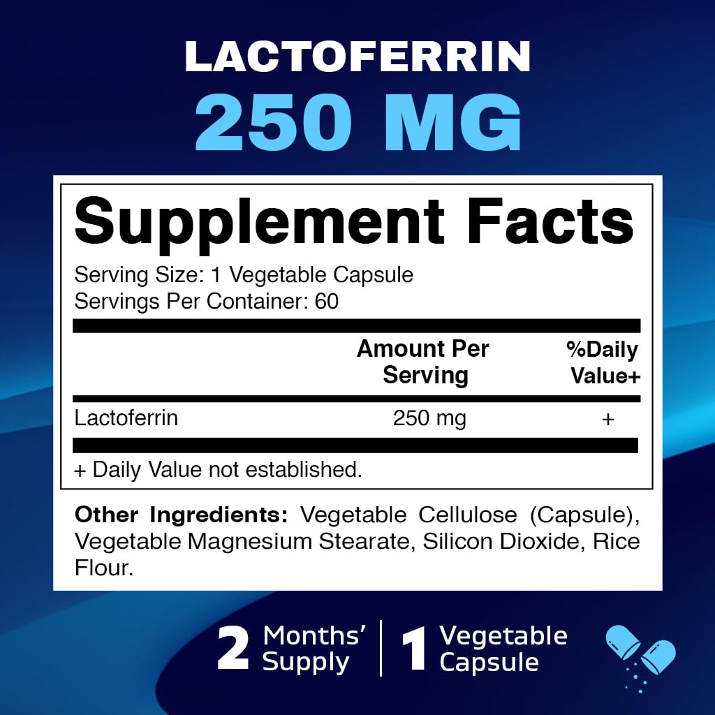 Vitamatic Lactoferrin 250mg – 60 Vegetable Capsules Promotes Healthy Immune Function*