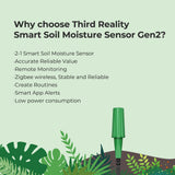 THIRDREALITY Smart Soil Moisture Sensor Gen2 3Pack,Zigbee hub Needed, nhanced Signal Stability,Capacitive Moisture Monitoring,Garden Planting, Compatible with Hubitat,SmartThings,Home Assistant,Homey