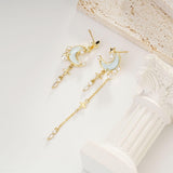 SIXFOX Cute Star Earrings for Women, Gold Moon Celestial Earrings, Drop Space Earring for Teen Jewelry Gift