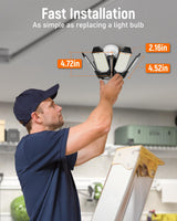 Adiding LED Garage Light 2 Pack, Super Bright 20000Lm Basement Ceiling Lighting w/ 6+1 Deformable Panels Screw in E26 Bulb Base Socket for Workshop Attic Warehouse Utility Laundry Storage Area