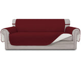 Easy-Going Reversible Couch Cover for 3 Cushion Couch Sofa Cover for Dogs Water Resistant Furniture Protector Cover with Foam Sticks Elastic Straps for Pet Cat (Sofa, Christmas Red/Ivory)