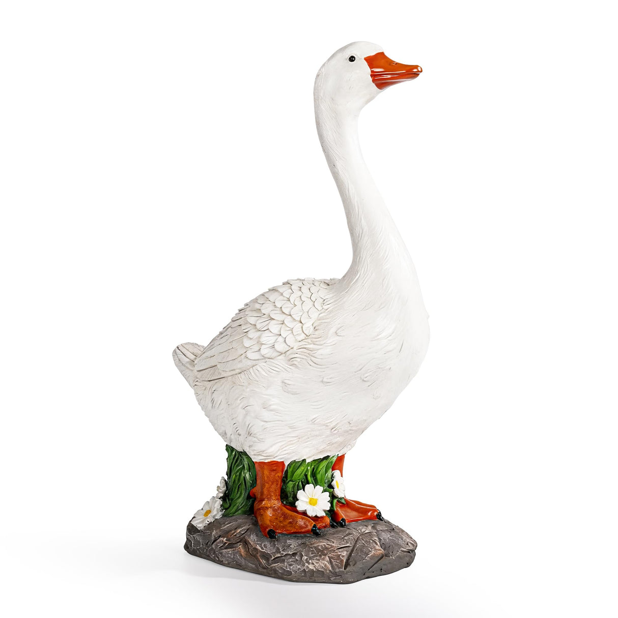 GIGALUMI 19" Large Porch Goose Statue, Durable Resin Garden Decor, Hand-Painted Animal Sculpture Indoor Outdoor, Patio Lawn Yard Art Ornaments, Birthday Housewarming Gift for Women Mom Grandma Friends