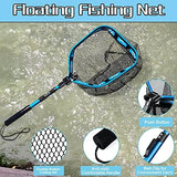 PLUSINNO Floating Fishing Net for Steelhead, Salmon, Fly, Kayak, Catfish, Bass, Trout Fishing, Rubber Coated Landing Net for Easy Catch & Release, Compact & Foldable for Easy Transportation & Storage