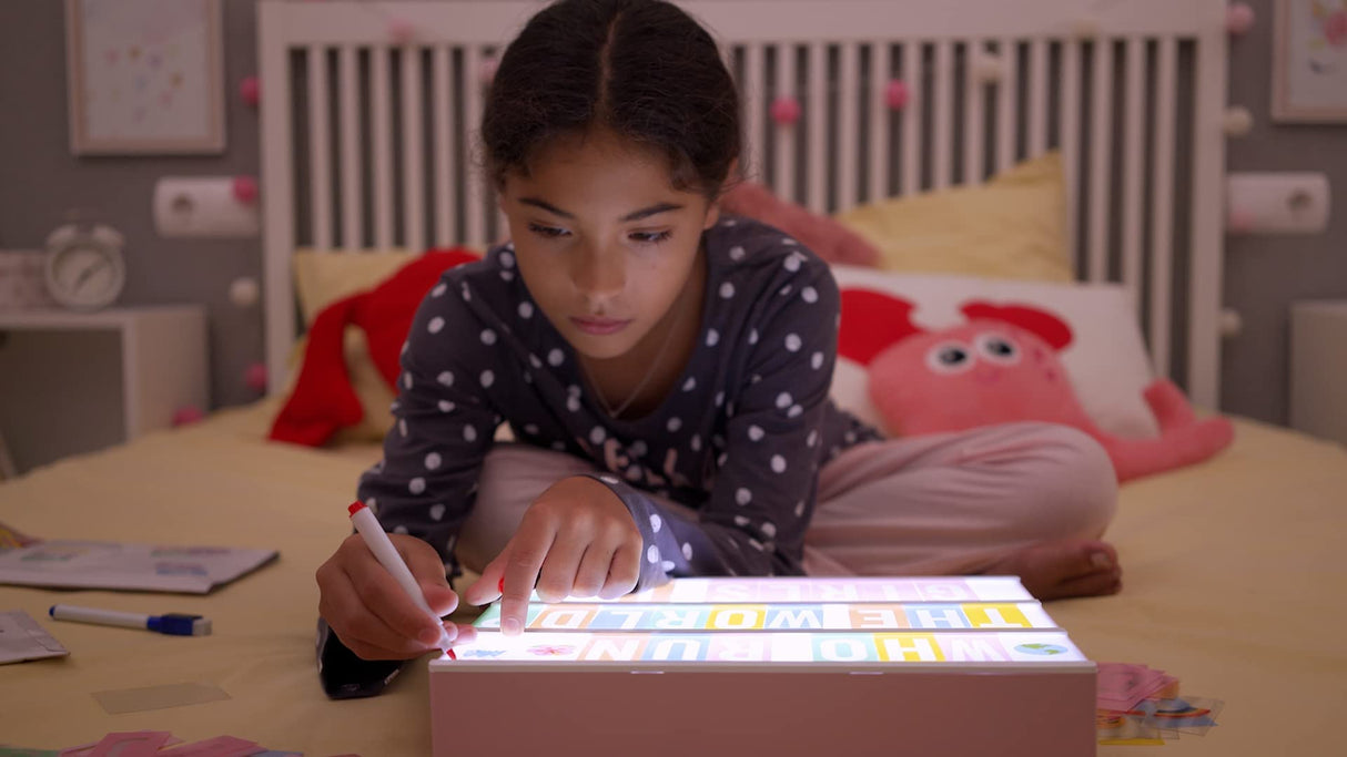 Pink Cinema Light Box with 400 Letters, Emojis, 2 Markers - BONNYCO | Led Light Box Home Office & Room Decor | Cinema Led Sign Letters Board Gifts for Women and Girls Christmas Birthdays | Pink Decor