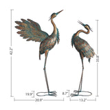 Oritty Crane Statues for Garden Decor, Metal Crane Yard Art Statues, Standing Heron Garden Sculptures & Statues for Outdoor Decorations, 38-42 Inch Set of 2, Copper