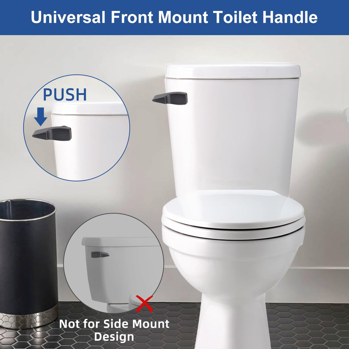 Hygie Rinse Universal Front Mount Metal Toilet Handle Replacement Kit Compatible with American Standard/Mansfield/Gerber/TOTO, Toilet Tank Flusher Lever with Bead Flapper Chain, Oil Rubbed Bronze