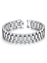ChainsHouse Men Stainless Steel Bracelet Silver Adjustable Custom Engraved