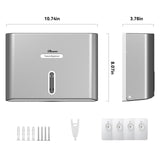 PLUSSEN Paper Towel Dispenser Wall Mount, Adhesive No Drilling Multifold Trifold C Fold Commercial Hand Towel Dispenser,Silver