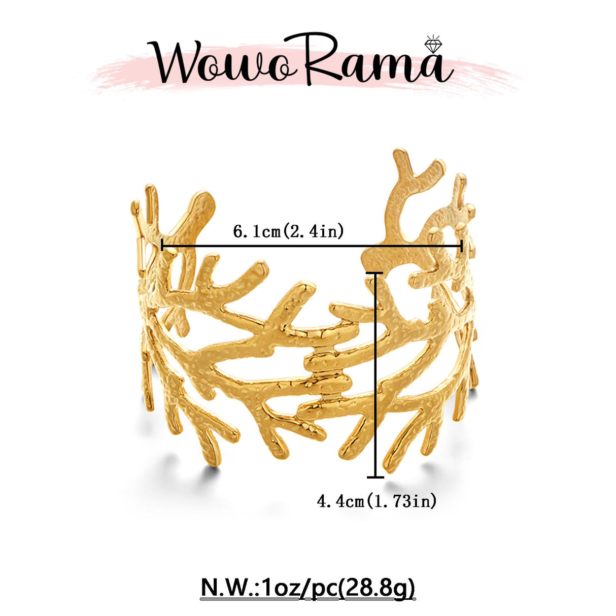 WOWORAMA Chunky Gold Coral Reef Bracelet for Women