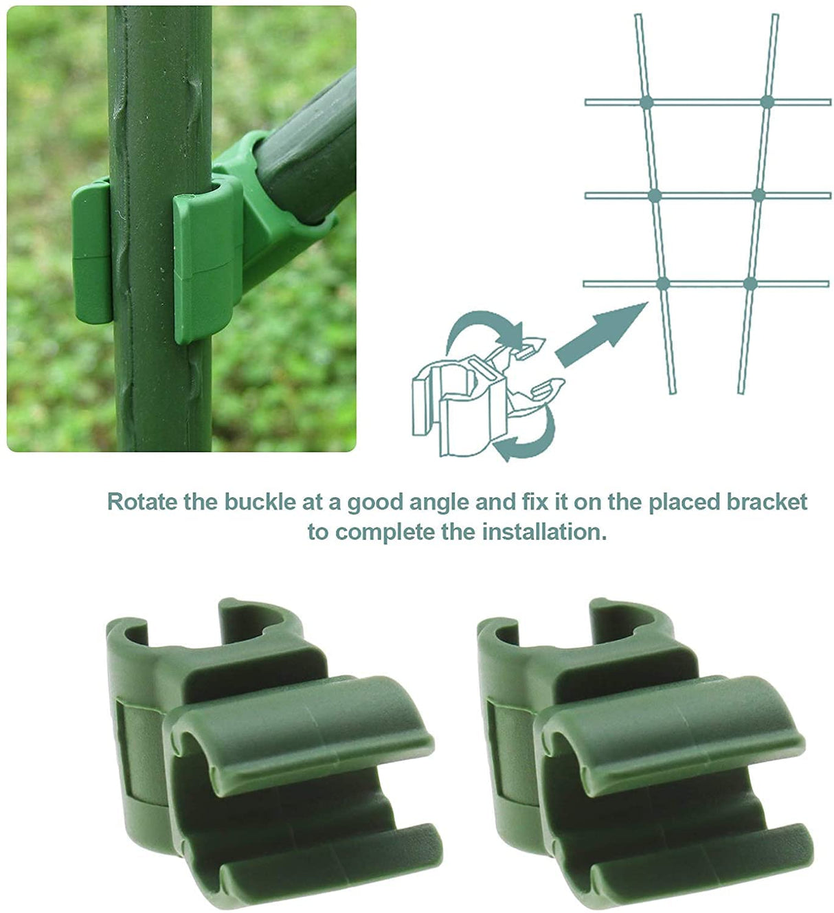 100X Plant Trellis Cane Connector, Climbing Rattan Stent Accessories Plant Connector Stake Clip for Garden Orchard Tomato Cage 11mm (7/16 inch)