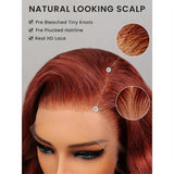 KEKEYY Reddish Brown Lace Front Wigs 28 Inch Pre-Plucked 200% Density Body Wave HD Lace Lace Frontal Wig with Baby Hair Glueless Wigs