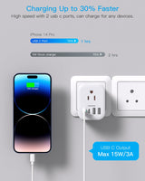 2 Pack US to India Plug Adapter, HANYCONY Type D Travel Plug Adapter with 4 Outlets 4 USB Charger (2 USB C Ports), India Power Adapter for USA to India, Bangladesh Maldives Pakistan Nepal Sudan