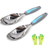 Jardineer 2Pack Garden Trowel, Stainless Steel Hand Shovel with Ergonomic Handle, Multi-Use Soil Scoops for Digging, Planting, Transplanting, Cultivating(Blue)