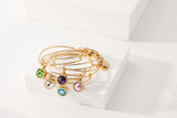 ALEX AND ANI Birthstones Expandable Bangle for Women, June, Pink Light Amethyst Crystal, Shiny Gold Finish, 2 to 3.5 in