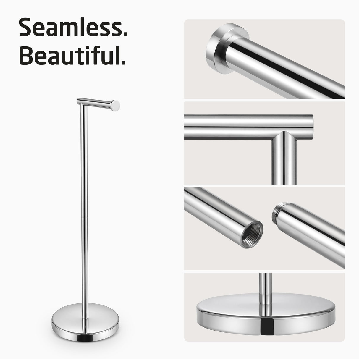 KES Toilet Paper Holder Free Standing 26" H (Taller Version), Toilet Paper Holder Stand with Weighted Base for Bathroom, Rustproof 18/8 Stainless Steel Polished Finish, BPH283S66