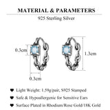 SLUYNZ 925 Sterling Silver Blue CZ Hoop Earrings for Women Teen Girls Retro Huggie Hoop Earrings