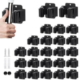 JAMEND CLXP 24PCS Broom and Mop Holder, Heavy Duty Garden Tool Organizer Rack Rake and Shovel Handle, Stainless Steel Mop Hanger. Wall Mounted with Screws.Matte Black