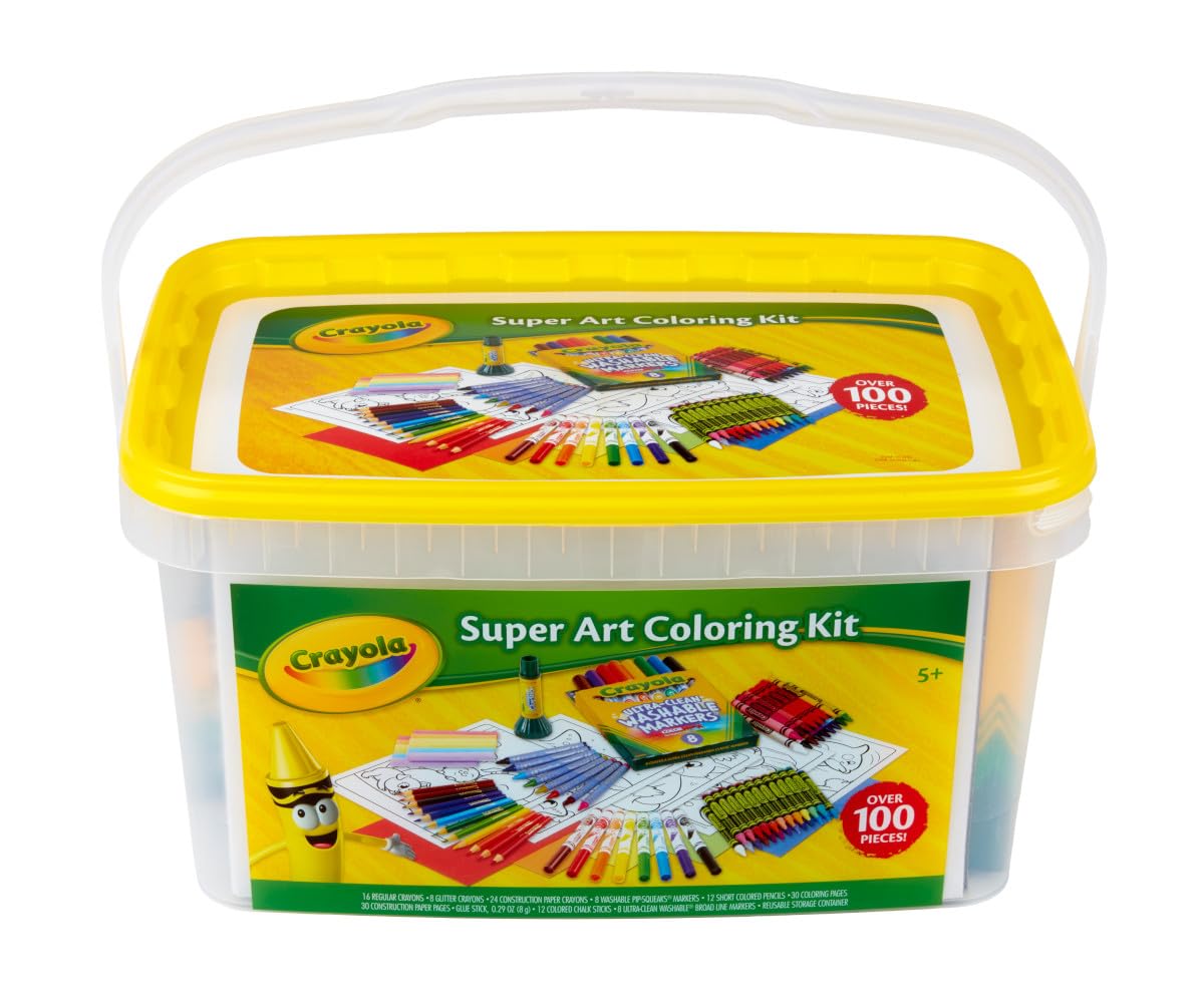 Crayola Super Art Coloring Kit (100+ Pcs), Bulk Stocking Stuffers, Holiday & Christmas Gifts for Kids, Arts & Crafts Supplies Set, Ages 4, 5, 6 [Amazon Exclusive]