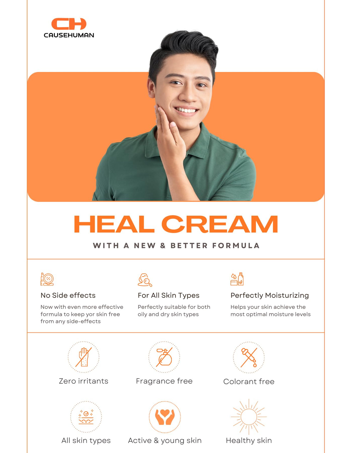 CAUSEHUMAN Penile heal cream for phimosis, redness, dryness, and scarring of skin | Prevents Irritation | Phimosis Cream | Restores and Moisturizes skin | 100 ml (3.38 fl oz) | 60 days supply