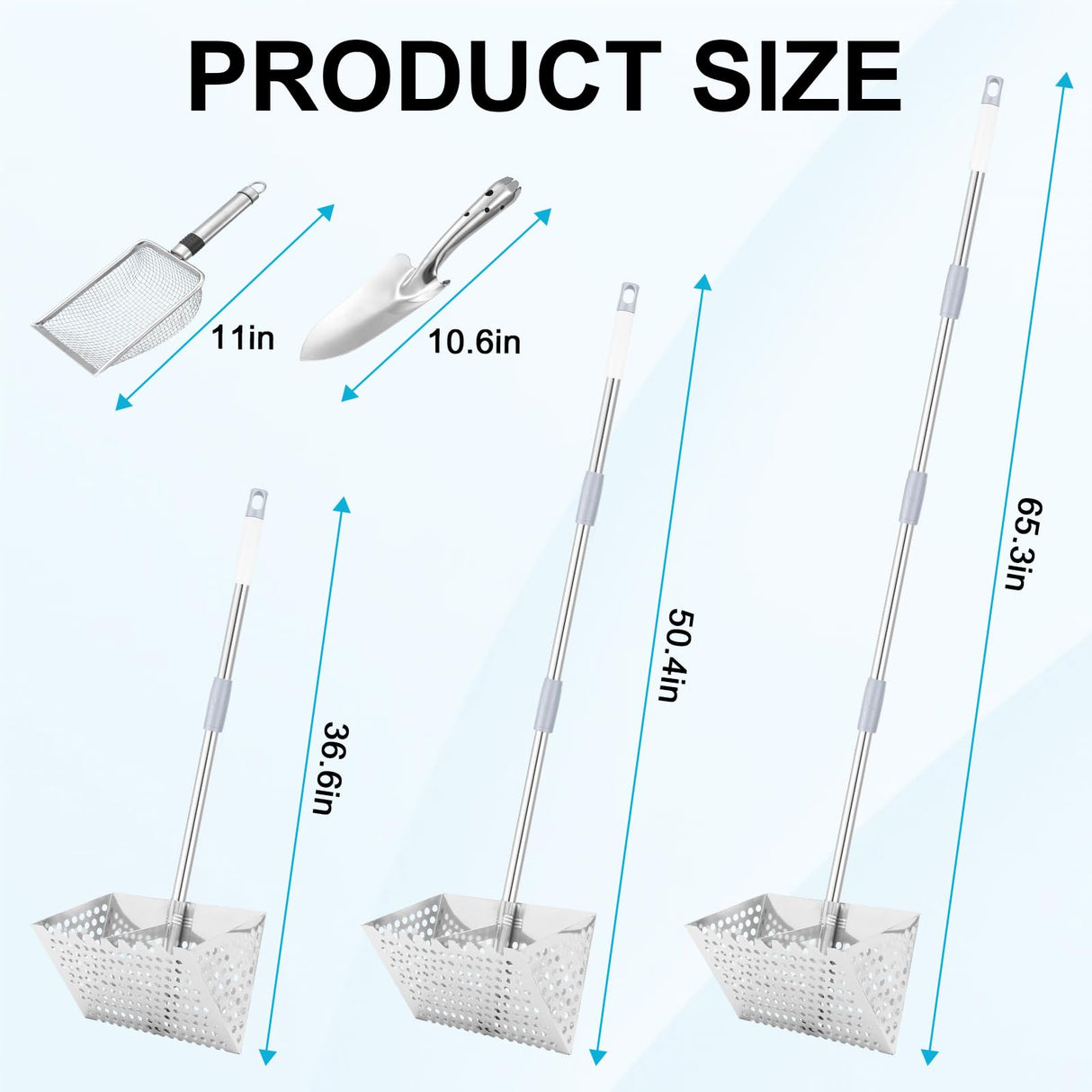 Sand Rake for Beach,, 65 Inches Long Handle Sand Sifter for the Beach