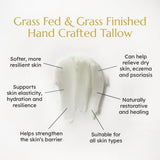 Krowa Morning Face Balm - Clean Grass Fed Tallow Balm w/Essential Oils + Collagen Peptides - Nourishing, Soothing, Hydrating and Adds Vitality to Skin. Deeply Renews. No Phthalates or Preservatives.