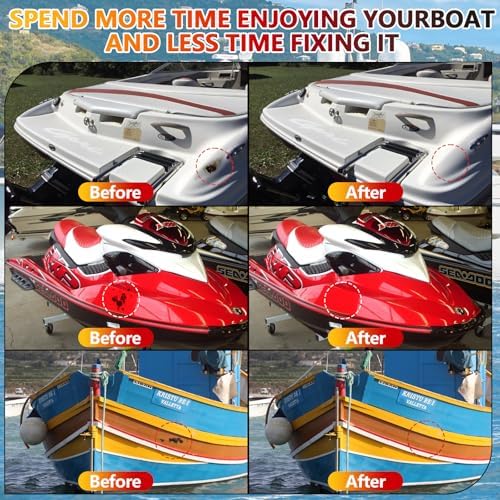 Marine Fiberglass Repair Kit for Boats, Gel Coat Repair Kit for Boats, Fiberglass Boat Repair Kit, Epoxy Filler for Boats, Fiberglass Kit Fix Holes Chips Pit Cracks (Color Match)