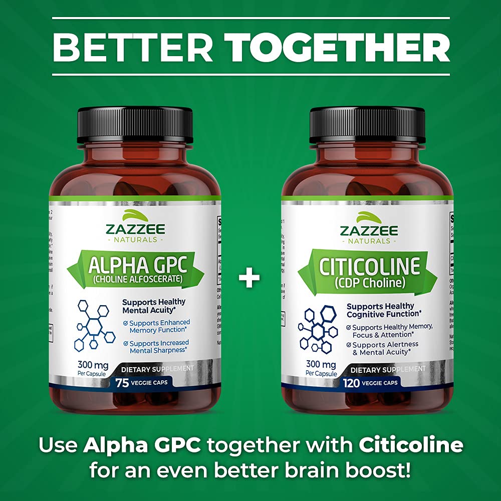 Zazzee Citicoline CDP Choline Capsules and Alpha GPC Choline Capsules