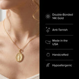Cross+Crown Premium 14K Yellow Gold Virgin Mary Miraculous Medal for Women & Men, Durable Double-Bonded 14K Yellow Gold Virgin Mary Pendant for Necklace, Women & Mens Gold Virgin Mary Medal, Handcrafted Religious Jewelry in the USA