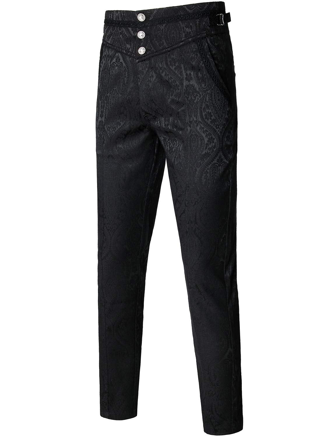 VATPAVE Mens Gothic Pants Cosplay Costume Steampunk Victorian Pants L Black