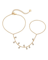 PAVOI CZ Dainty Hand Chain, 14K Gold Plated, Yellow Gold