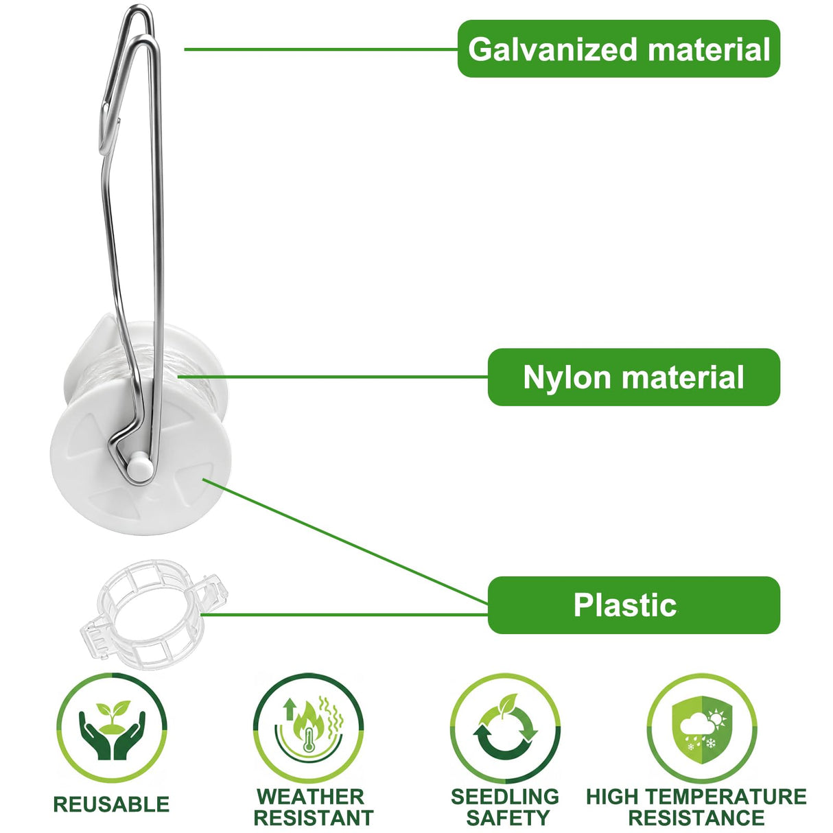 Yarlung 24 Pack Tomato Roller Hooks with 49.2 Feet String and 240 Pcs Clips for Tomato Support Trellis, Grape, Climbing Plants, Greenhouse, Flower Vine, Garden Twine Crop