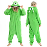 Wishliker Unisex Adult Mike Onesie Pajamas Animal Onesies Women Men Christmas Halloween Cosplay Costume Sleepwear Green