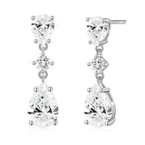 EAMTI Wedding Earrings for Brides Dangle Cubic Zirconia Pear Cut 925 Sterling Silver Post Engagement Earrings for Women