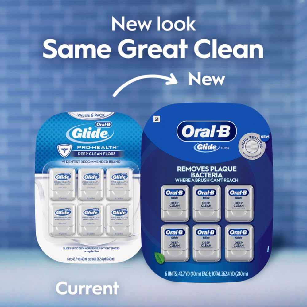 Oral-B Glide Cool Mint Deep Clean Floss, 6 Count, Glide Dental Floss