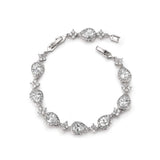 SWEETV Wedding Teardrop Bracelets for Brides Bridesmaids, Crystal Cubic Zirconia Bridal Bracelets for Women Prom, Silver