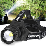 BUD K LED Headlamp USB Rechargeable, Head Lamp XHP70 Super Bright 6000 High Lumen with 5 Modes, Batteries Included, Zoomable, Waterproof Headlight for Camping Hunting Running Fishing Biking