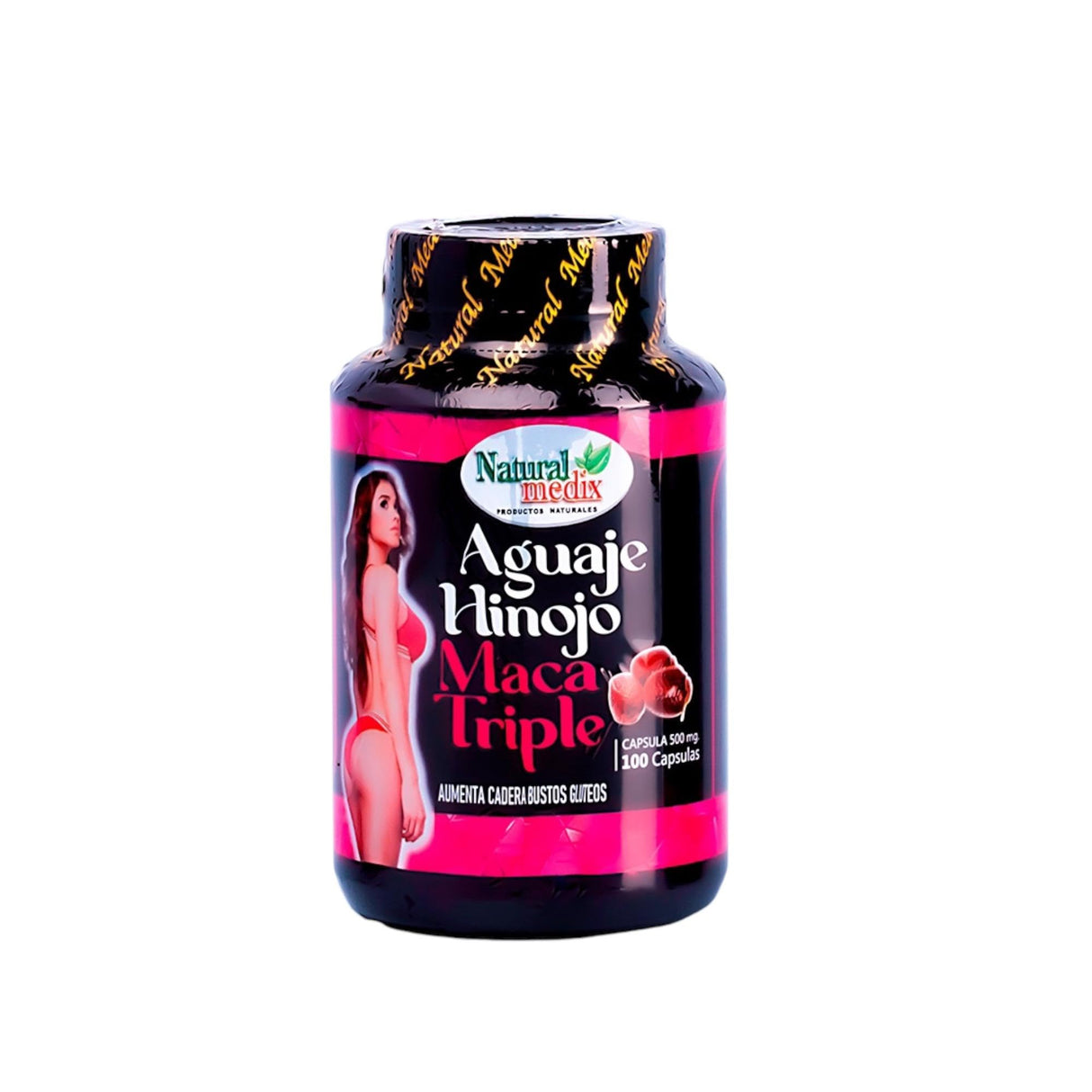 Natural medix Aguaje Hinojo Maca Triple (Maca Root Supplement) Premium 100 Capsules - Peruvian Butt and Breast Enhancement Capsules - Female Health Supplement - Curves Powerful Antioxidant