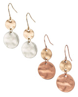 SPUNKYsoul Tribal Boho Dangle Earrings, Handmade Mixed Metal Drop Style (Sienna 2 Pack)