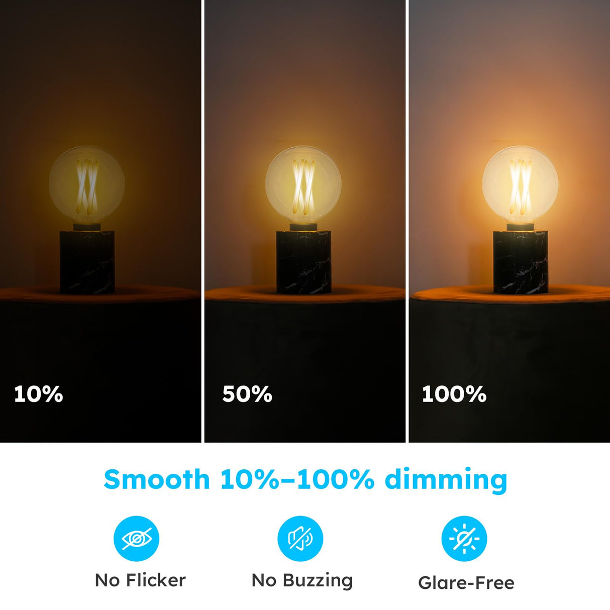 GvvooHome E12 G16.5 Candelabra Bulb, G16.5 Round Small Globe LED Bulb 2700K Warm White, Dimmable 6W 60W Equivalent, 600LM 90+CRI, Globe Light Bulbs Ideal for Ceiling Fans & Chandeliers, 6 Pack