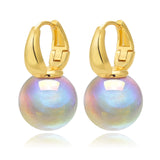 HUGE TOMATO Opal Big Pearl Drop Earrings for Women | Elegant Large Moonstone Pearl Earrings Dangle, Dainty Gold 925 Sterling Silver Hoop, Cute Earing Dangling for Teen Wedding Jewelry Gift,14mm