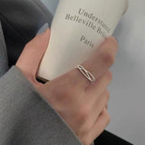 OOOPEL Sterling Silver Adjustable Ring S925 Silver Rings for Women Cubic Zirconia Twist Love Knot Dainty Ring Silver Minimalist Open Finger Rings Silver Thumb Sterling Silver Ring