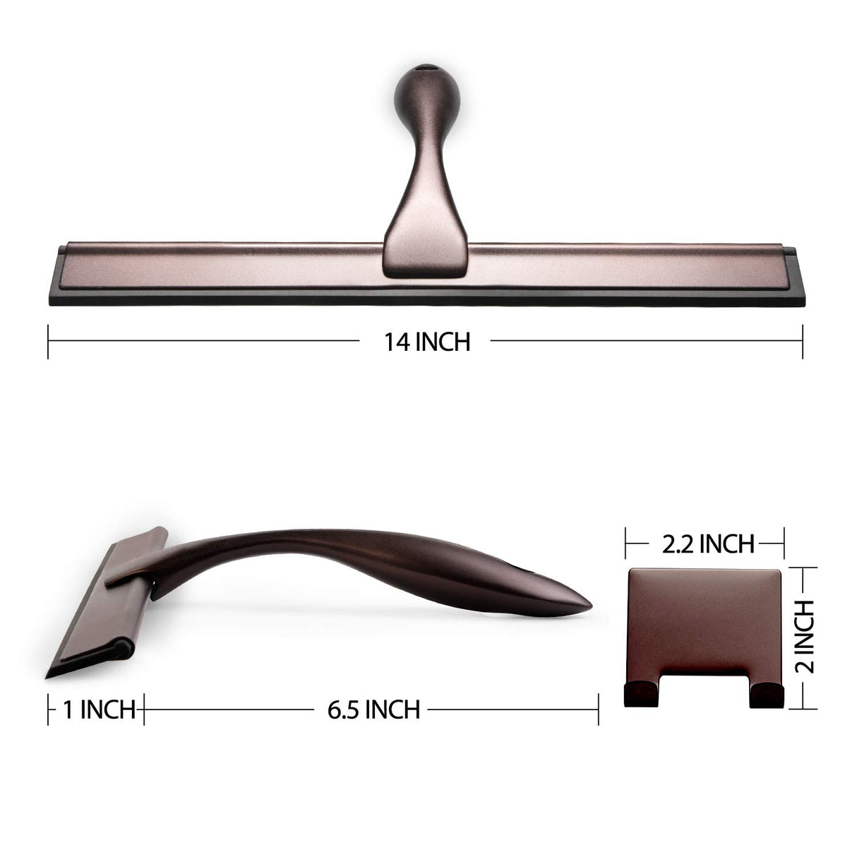 Hiware All-Purpose Shower Squeegee for Shower Doors, Bathroom, Window and Car Glass - Bronze, Stainless Steel, 14 Inches