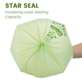 SUPERBIO 1.6 Gallon Handle Tie Compostable Food Scrap Bags, Small Compost Bags with Handles, 50 Count, 2 Pack, BPI & OK compost INDUSTRIAL