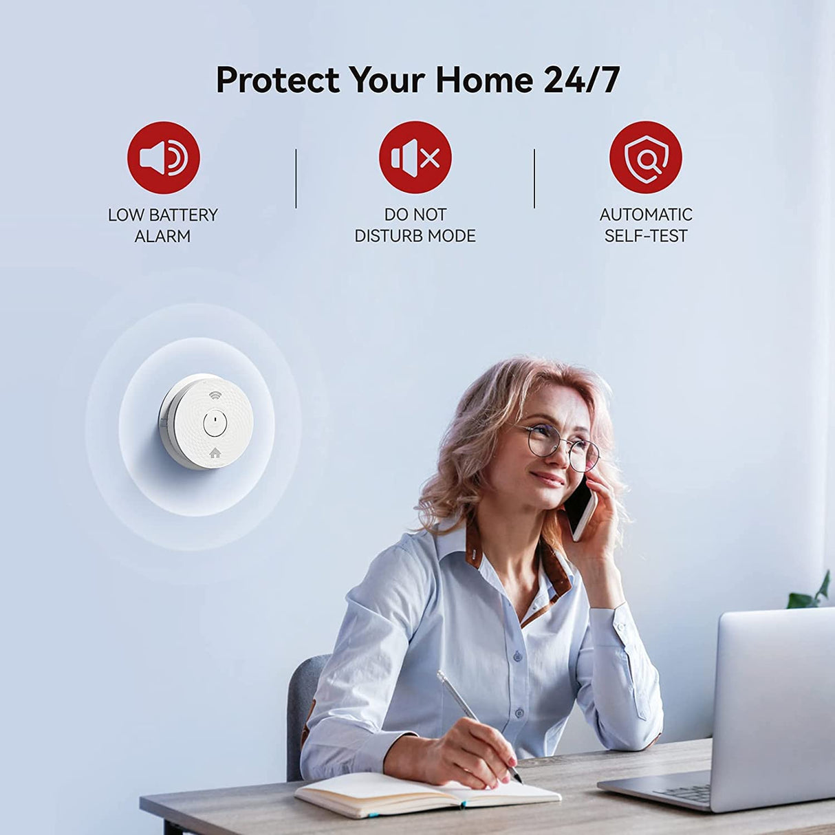 Combination Smoke and Carbon Monoxide Detector Alarm, Beeps Warning Smoke and CO Alarms for Basements Travel Home Office House Bedroom Living Room Car, Battery Operated,Comply with UL 217/2034, 1-Pack