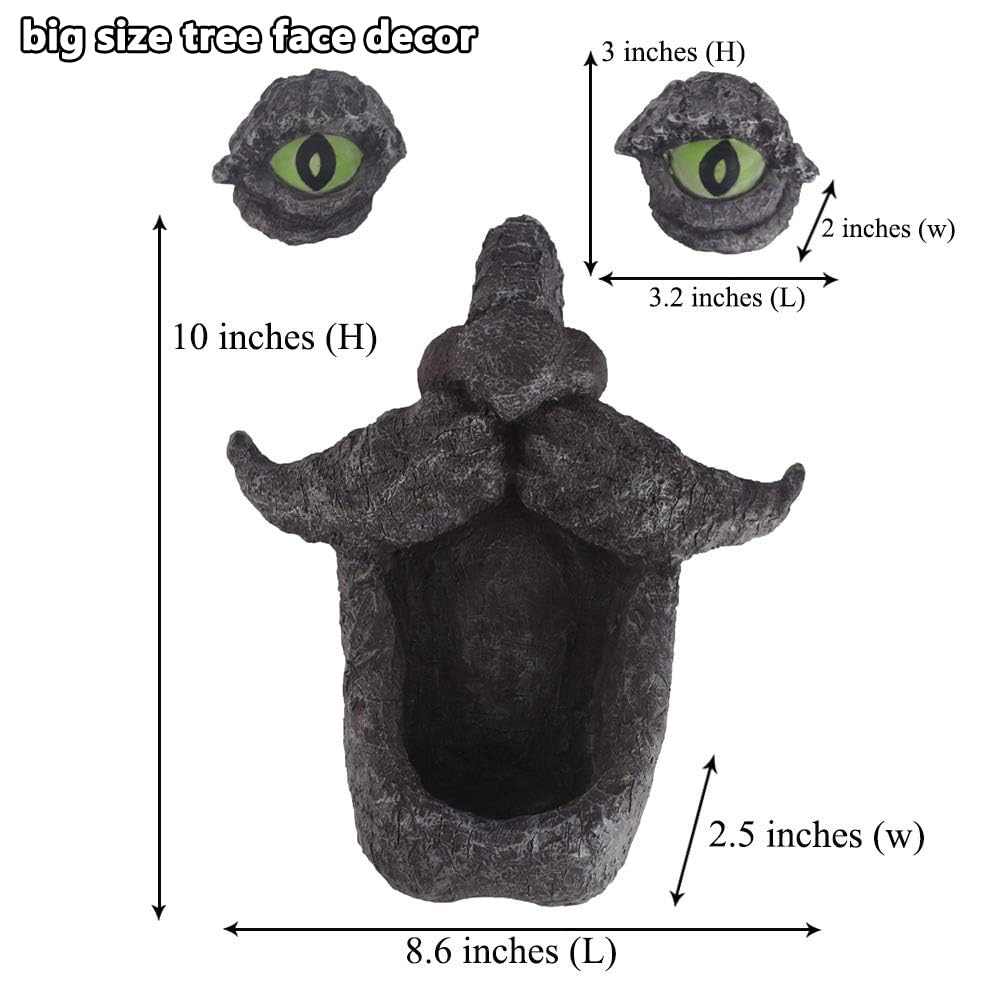 jinhuoba Tree Face Decors Wild Bird Feeders, Whimsical Big Eyes Old Man Face for Tree Hugger Yard Art Outdoor Garden Sculptures
