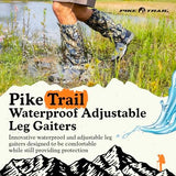 Pike Trail Adjustable Leg Gaiters - Lightweight, Waterproof - Leg Guards for Men & Women - Hiking Essentials Ideal for Hunting, Trekking & Fishing - 1 Pair