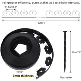 No Dig Durable Garden Landscape Edging Kit, 2" Tall Black Plastic Lawn Border for Landscaping, Flower Gardens, Lawn (100FT+ 120pcs Anchoring Spikes, Black)