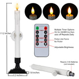 Homemory 6 Pcs Window Candles with Remote Timer Dimmer, Battery Operated Candlesticks with Holders and Suctions, White LED Christmas Candle for Window Xmas Holiday Decor